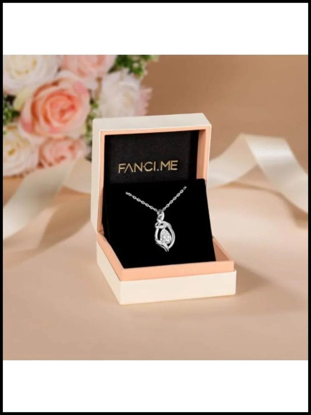 925 Sterling Silver Ribbon Pendant Necklace with Ruby Birthstone, Adjustable